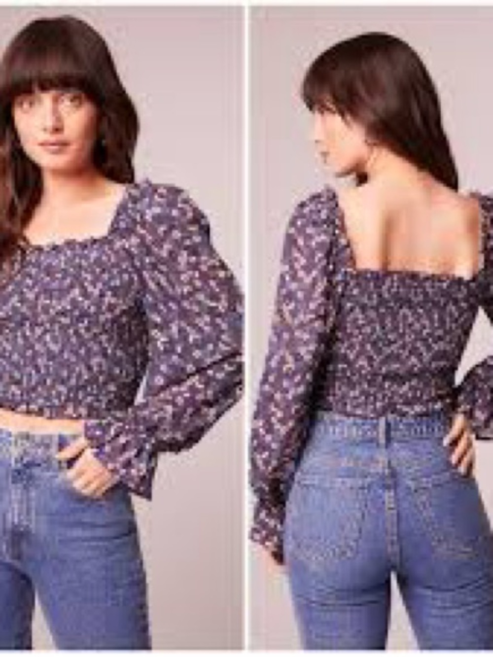 NWT AGATHE PURPLE FLORAL SMOCKED TOP Band of the Free SMALL